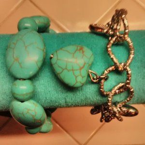 Set of 2 Faux Turquoise Bracelets